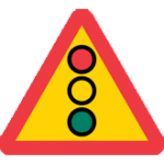 Varningsmärke, flerfärgssignal-trafikljus
